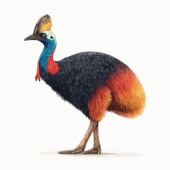 Cassowary Vector Illustration Isolated on White