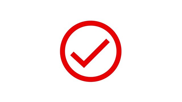 A bright red upload arrow icon with checkmark in a rounded top border on a clean white background