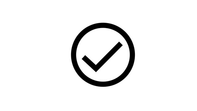 Simple black upload icon with an check mark and arrow pointing upwards into a rounded square shape on a white background