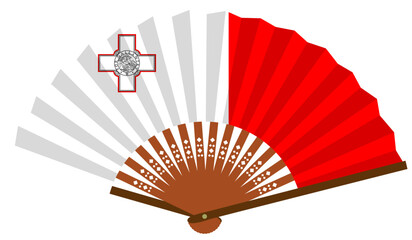 マルタ　南ヨーロッパ　国旗　和風　扇子