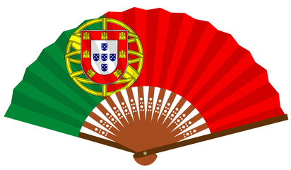 ポルトガル　南ヨーロッパ　国旗　和風　扇子