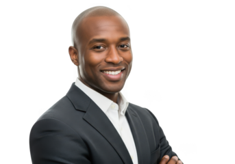 Smiling businessman isolated on transparent background