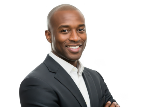 Smiling businessman isolated on transparent background