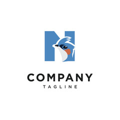 Letter N Crested Treeswift Logo Icon Vector
