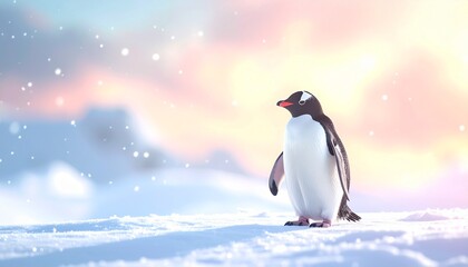 雪の上のペンギン、コピースペース