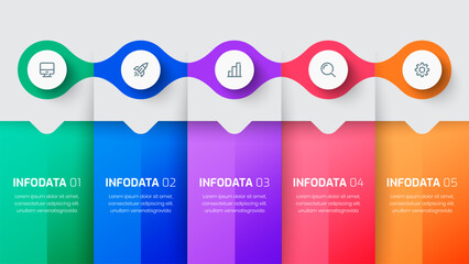 Infographic Template with Circle Labels, Icons and 5 Options. Suitable for Presentation