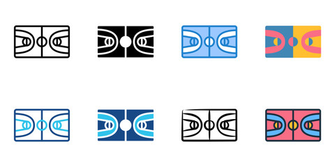 Basketball court icon set multiple style collection 

