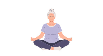 Elderly Woman in Meditation Finding Inner Peace and Relaxation Through Yoga and Mindfulness