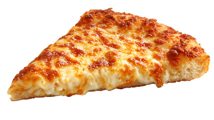 Single Slice of Cheese Pizza with Crispy Crust on White Background.