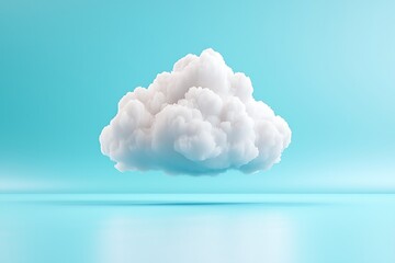Soft White Cloud on Blue Background Over Calm Water Surface Reflection