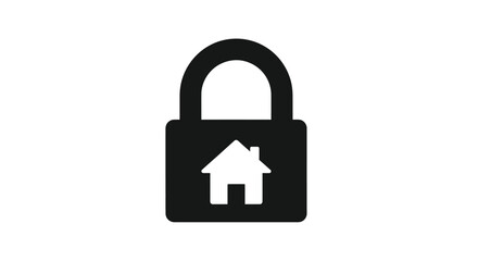 A simple black padlock icon with a house shape inside its body
