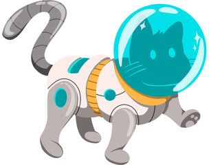 Illustration of a Cat Astronaut in Spacesuit