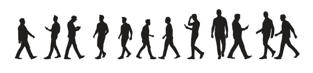 collection of walking man silhouettes in different poses 
