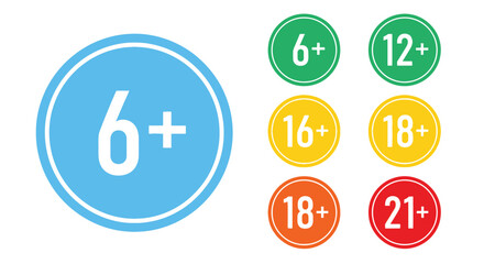 Age rating symbols showing different content suitability levels for viewers
