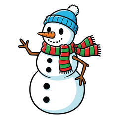 Cute Colorful Snowman Cartoon Clipart for Holidays