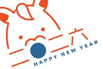 午年のシンプルでユニークな年賀状　2026年　馬