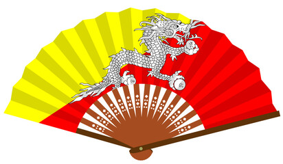 ブータン　南アジア　国旗　和風　扇子