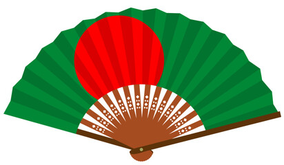 バングラデシュ　南アジア　国旗　和風　扇子