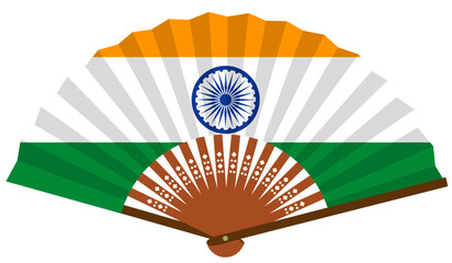 インド　南アジア　国旗　和風　扇子