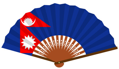 ネパール　南アジア　国旗　和風　扇子