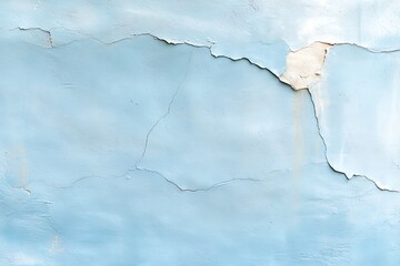 Cracked Light Blue Wall Surface with Textured Paint and Weathered Appearance