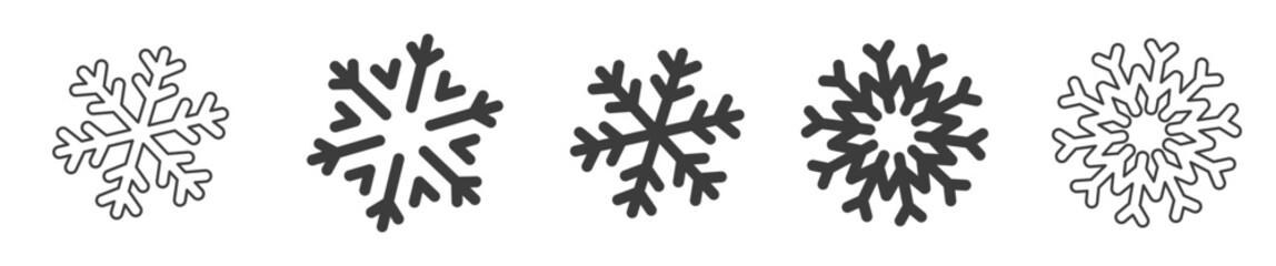 Black snowflakes icons. Christmas Elements. Modern flat style snowflakes. Vector illustratio