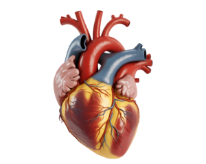 Human heart anatomy on transparent background.
