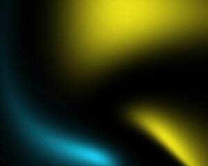 Soft glowing blue yellow gradient waves on black abstract background with subtle grainy texture