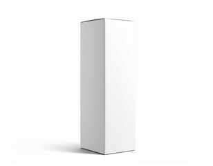 Blank Tall Rectangular Box Mockup: Vertical & Tilted on Isolated White. Luxury Product Packaging & Sophisticated Branding