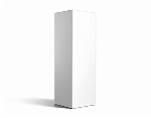 Blank Tall Rectangular Box Mockup: Vertical & Tilted on Isolated White. Luxury Product Packaging & Sophisticated Branding