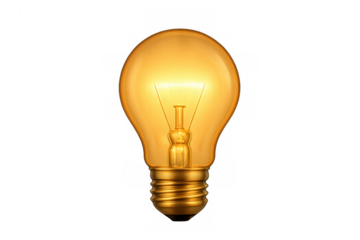 Glowing light bulb concept illuminating ideas, inspiration, energy, and creativity on transparent background