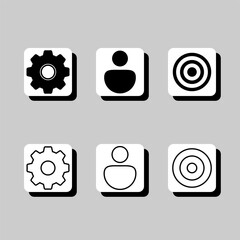 A set of icons with a person and a gear
