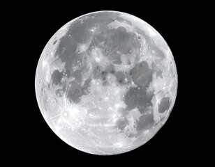 Obraz premium A detailed full moon, showing craters and shadows against a black backdrop