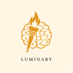 Luminary Brain Torch Idea Insight Vector Logo