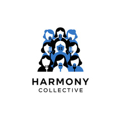 Harmony Collective Singing Group Flat Vector Logo