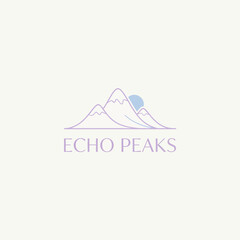 Minimalist Mountain Peaks Nature Outline Vector Logo