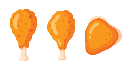 A colorful illustration depicting three pieces of fried chicken and sauce