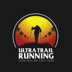 ultra trail run illustration image for background and logo vector