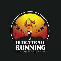 ultra trail run illustration image for background and logo vector