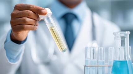 Professional Digestive Health Doctor Analyzing Medical Test Tube in Laboratory Modern Healthcare Content for Proactive Wellness Marketing Campaigns