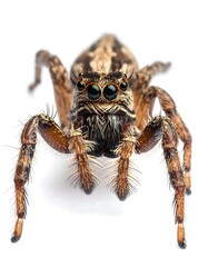 Fototapeta premium A detailed macro shot of a small brown and tan arachnid