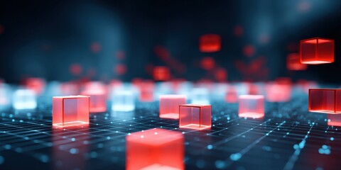 Premium Quantum Computing Technology with Glowing Qubit Cubes in Futuristic Server Room for Modern Corporate Analytics and Business Marketing Content