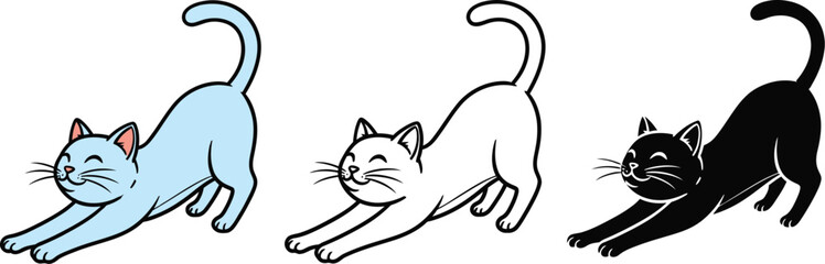 Naklejka premium Cute stretching cats vector illustration design template