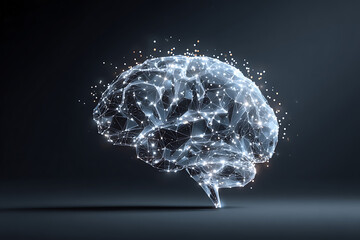 Dynamic glowing neural network brain visualization representing intelligence, innovation, and digital connectivity, perfect for technology concepts.