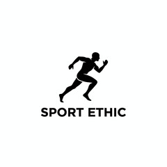 Monochrome Running Man Sport Ethic Silhouette Logo