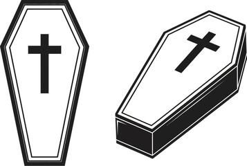 Fototapeta premium Coffin vector illustration funeral casket death graphic design