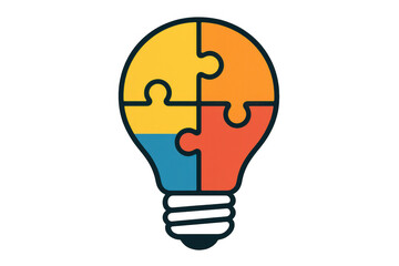 Lightbulb creative idea concept forming a puzzle, finding solutions, innovation, and teamwork