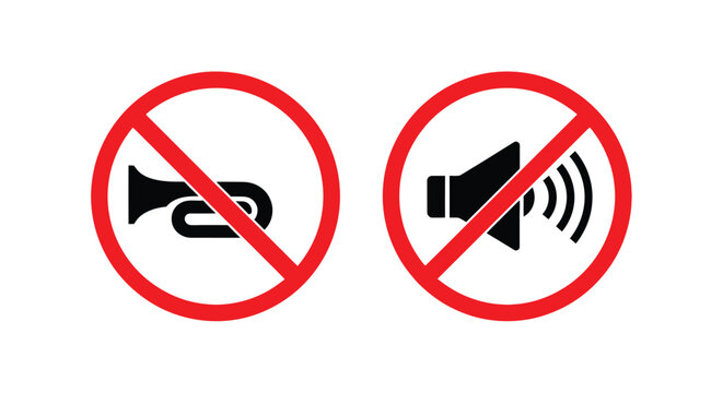 No honking or sound prohibition signs illustrate restricted activity clearly