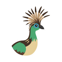 Obraz premium Cartoon bird with colorful crest and green neck