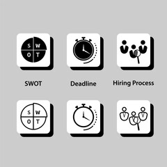 The icons include a clock, a person, a group of people, and a square